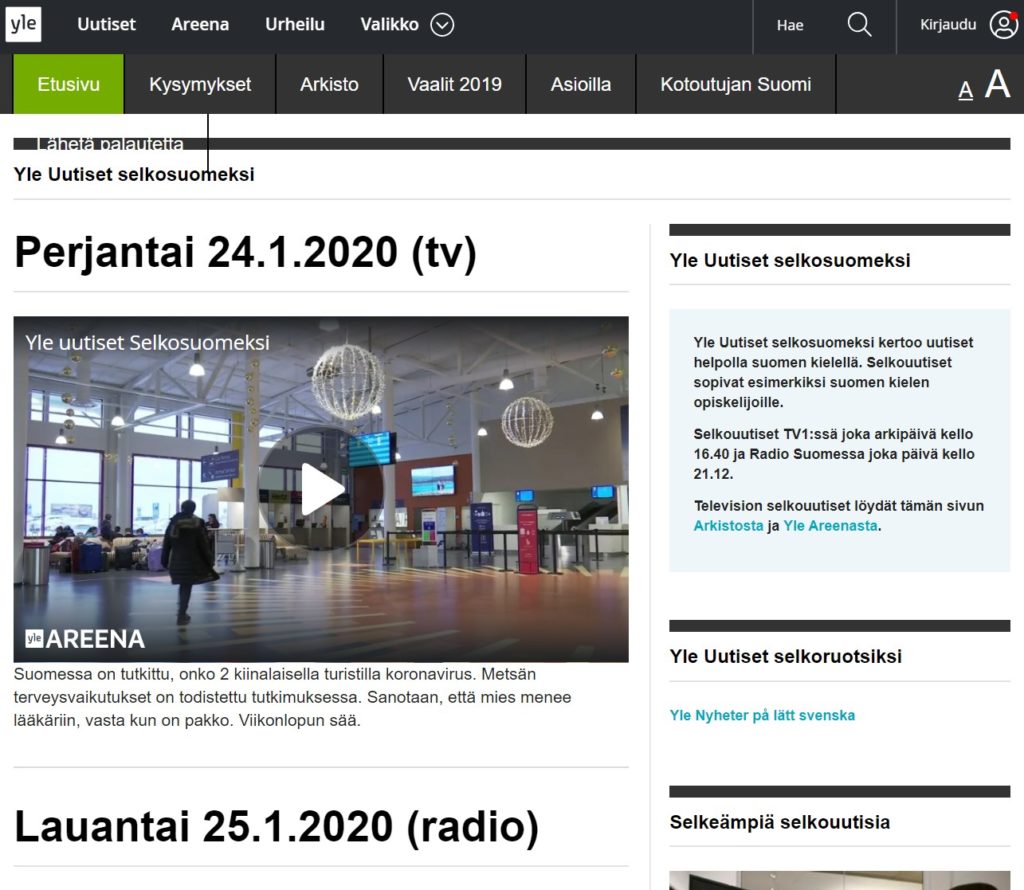 Yle Utiset Selkosuomeksiのスクリーンショット
