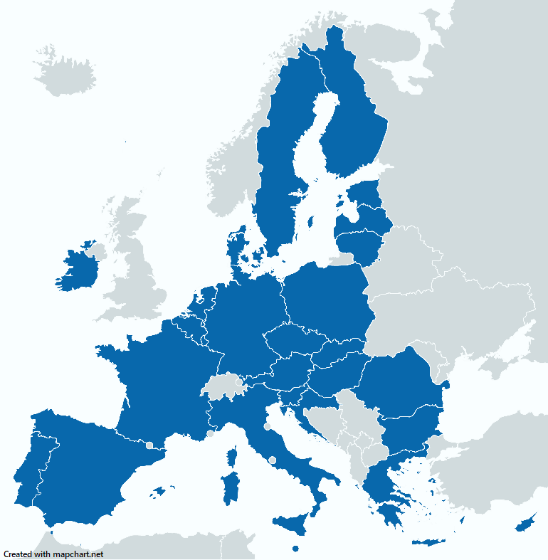 EUに加盟している国の地図