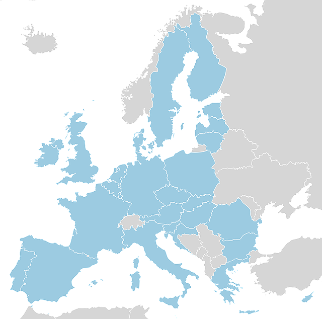 ヨーロッパ連合(EU)加盟国の地図