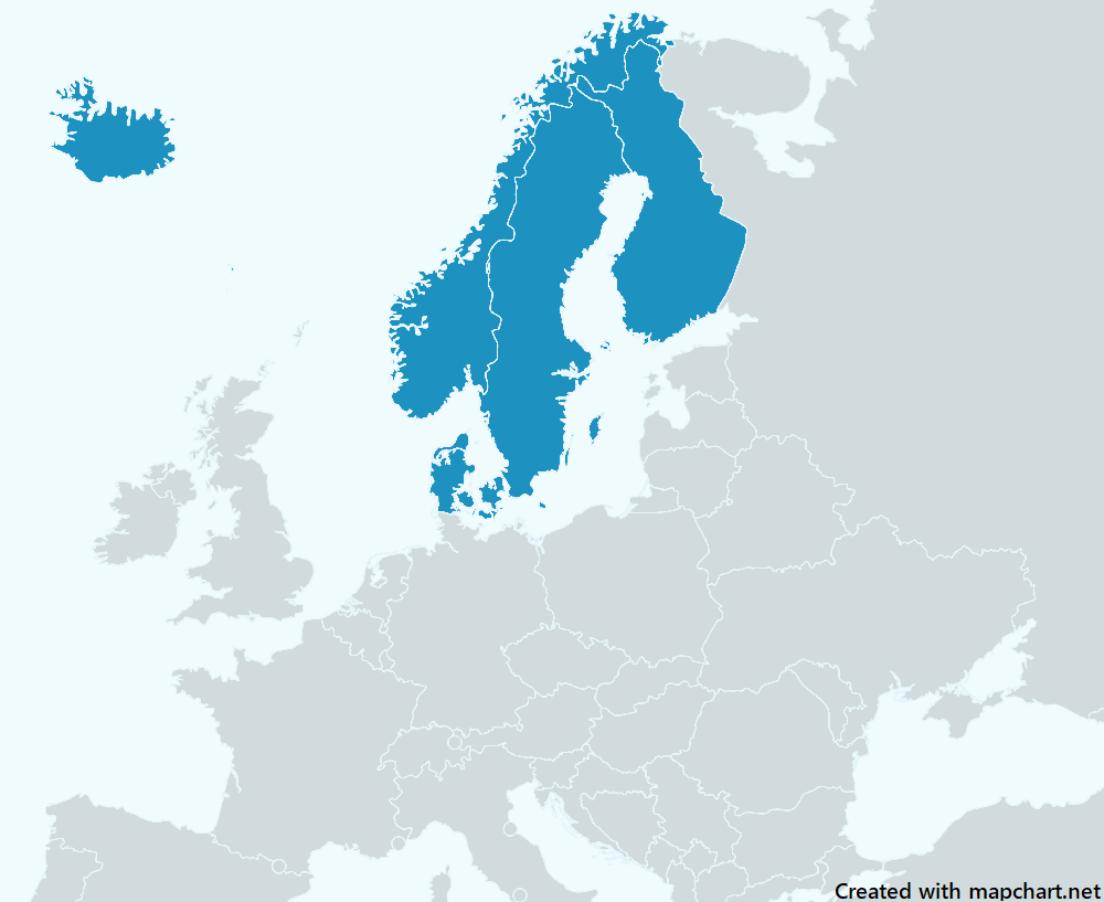 北欧の地図