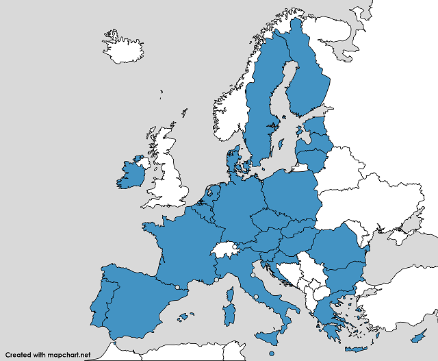 EUに加盟している国の地図